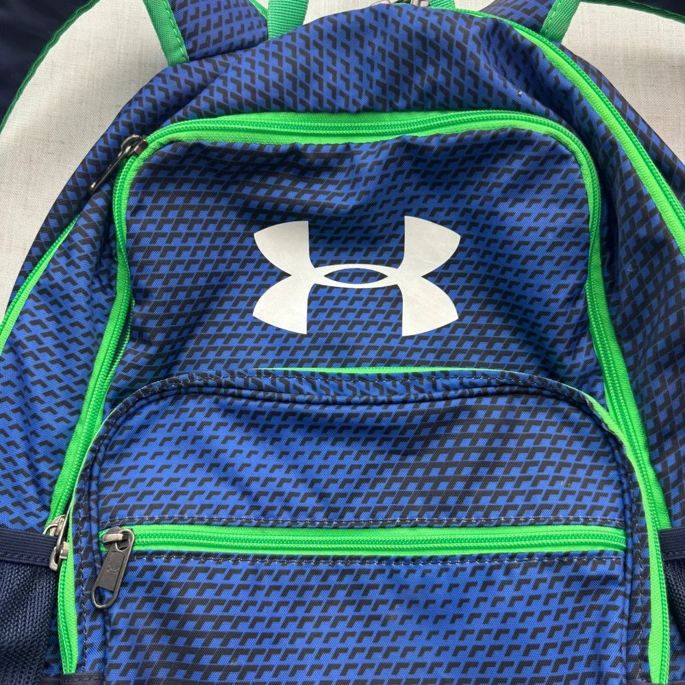 Under Armour Backpack Kids One Size Blue Green Geometric 1256655 Sporty School